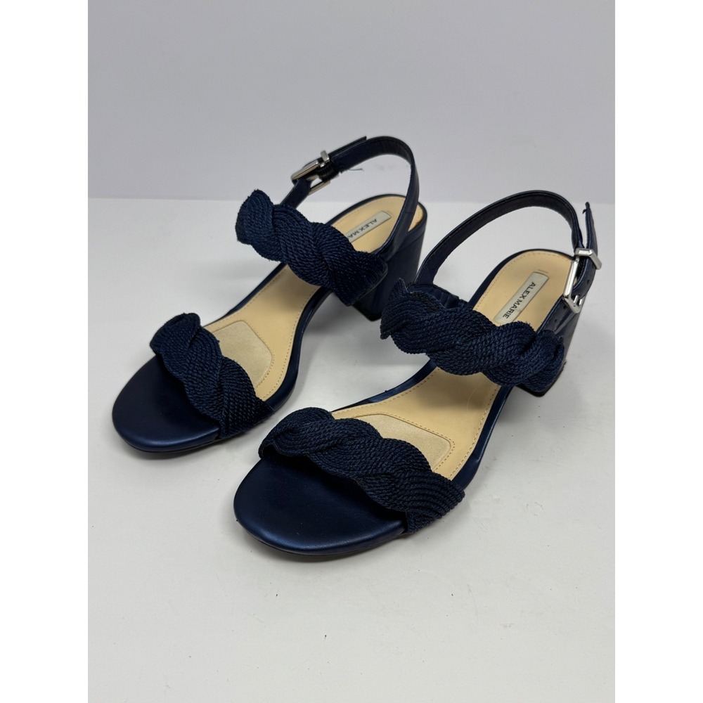 Alex Marie Women's Blue Strappy Ankle Strap Wedge Sandals Buckle Size 7M A6